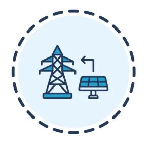 Pictogram van saldering: stroom van zonnepanelen terug naar het net