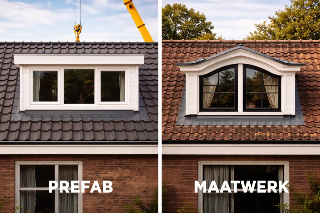 Vergelijking van een prefab dakkapel en een dakkapel op maat