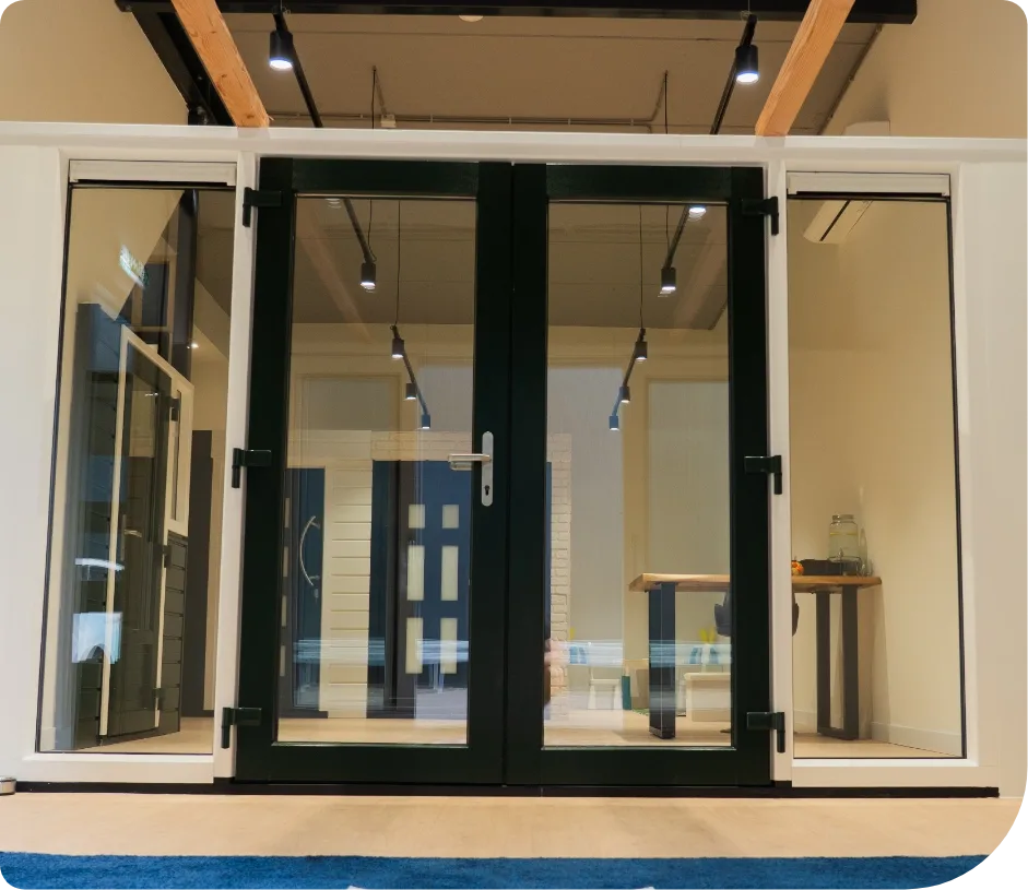 Openslaande deuren in de showroom van Ventasol